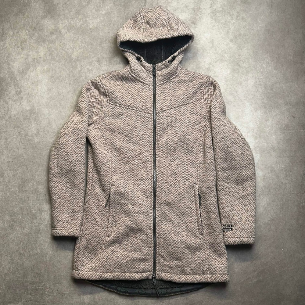 New Balance Womens Herringbone Fleece Lined Full Zip Hooded Parka Jacket M